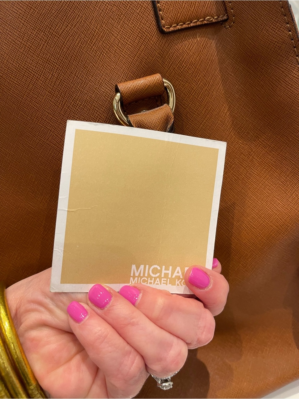 Michael Kors Tan Saffiano Leather Tote with Gold Hardware